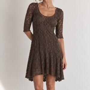 Surrealist Brown Lace Mini Dress Stevie Knicks Boho Fairy Grunge sz 1/Small